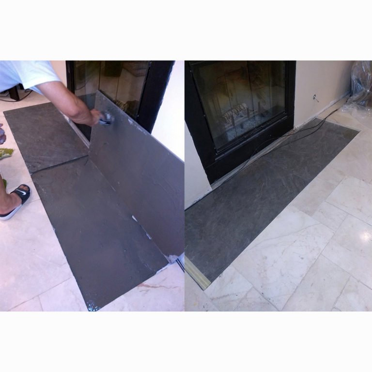 Faux Slate Tile Fireplace Hearth in El Sobrante