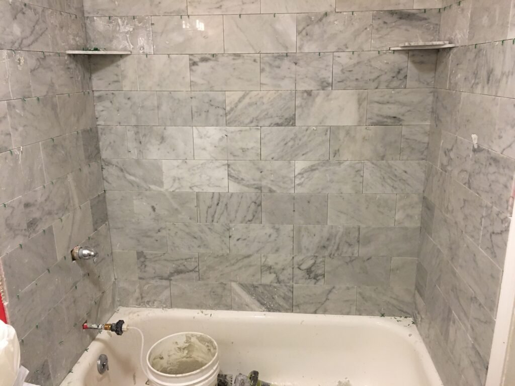 Polished Marble Condo Tub Surround in San Mateo, photo 9