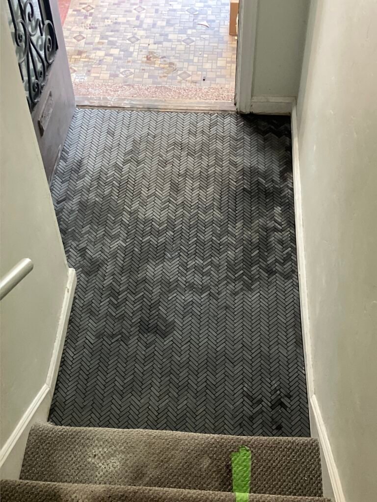 Marble Herringbone Entryway Tile in the Castro, SF, photo 2