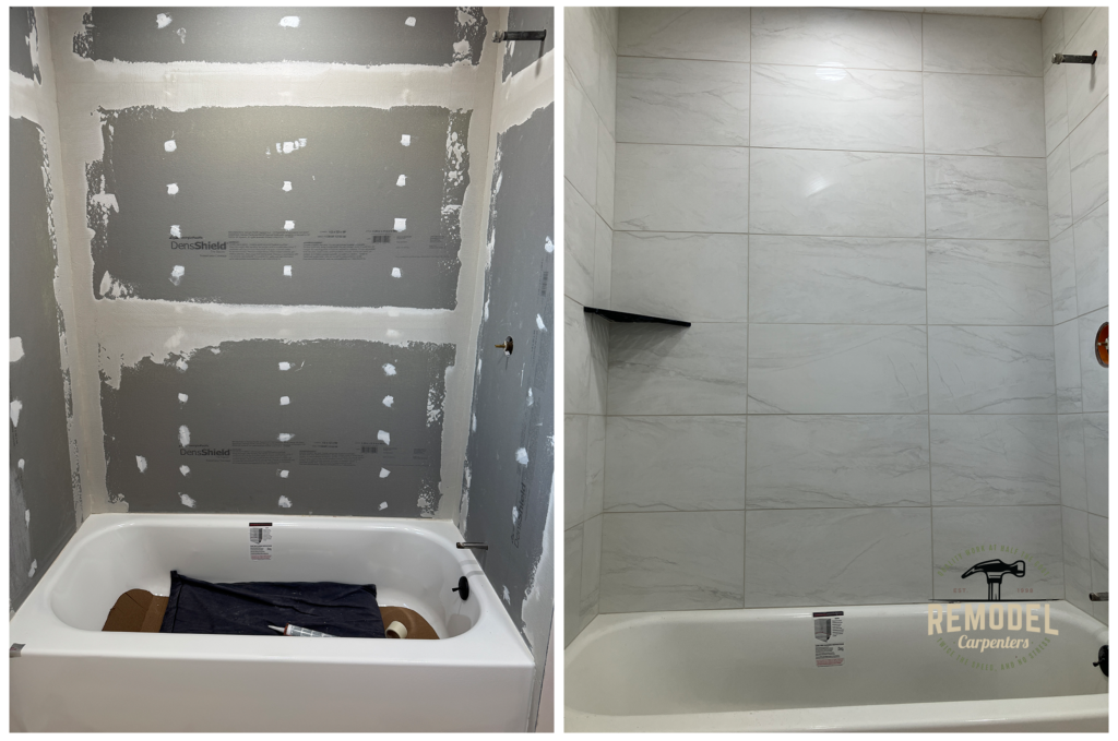 Minimalist Tile Tub Surround in Pittsburg, photo 1