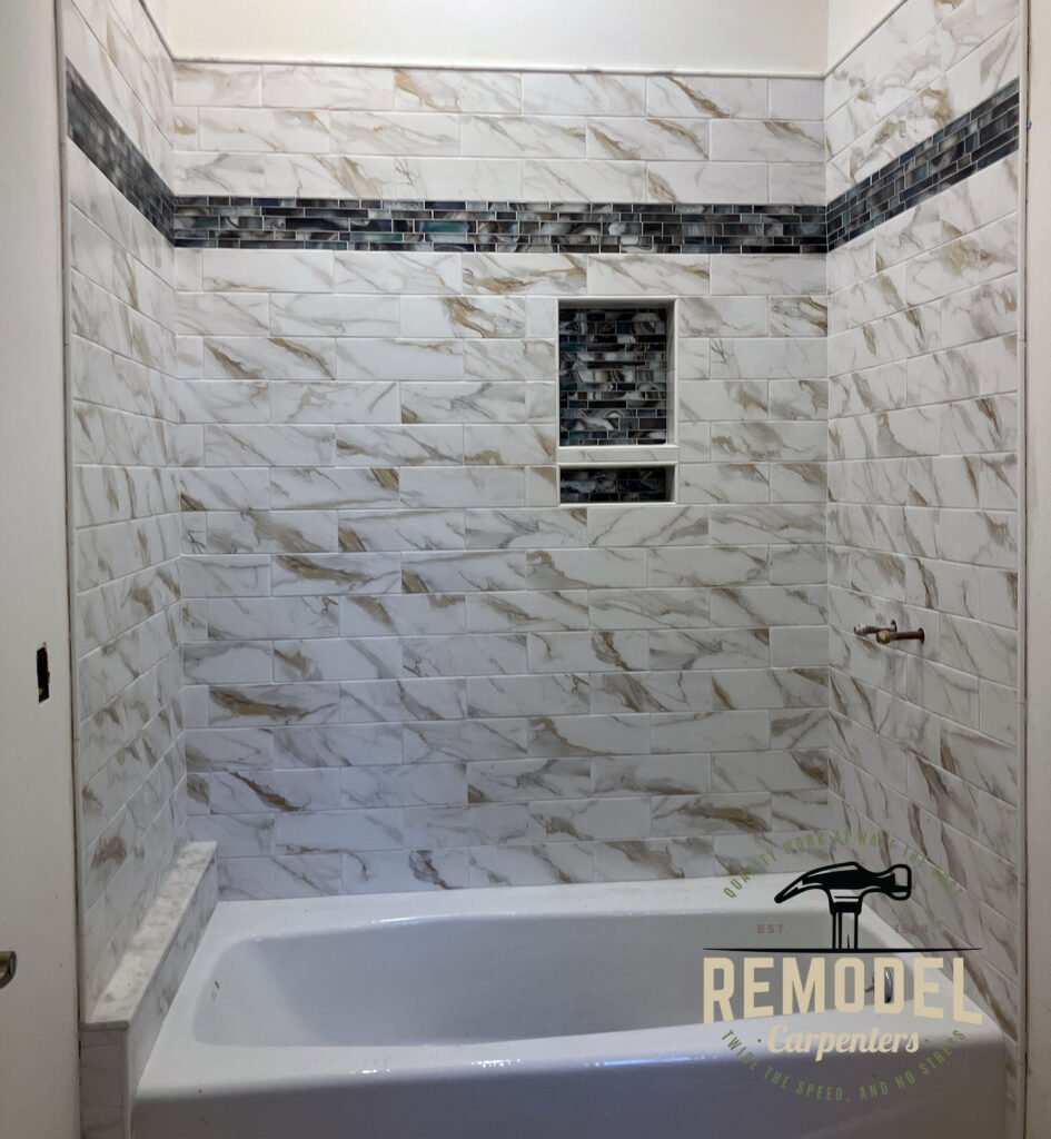 Elevated Mosaic Tile Shower in Alameda, photo 1